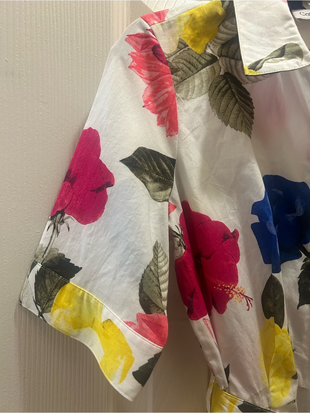 Floral Button-Front Shirt Dress with Tie Waist - White Multicolor - Picture 3 of 8